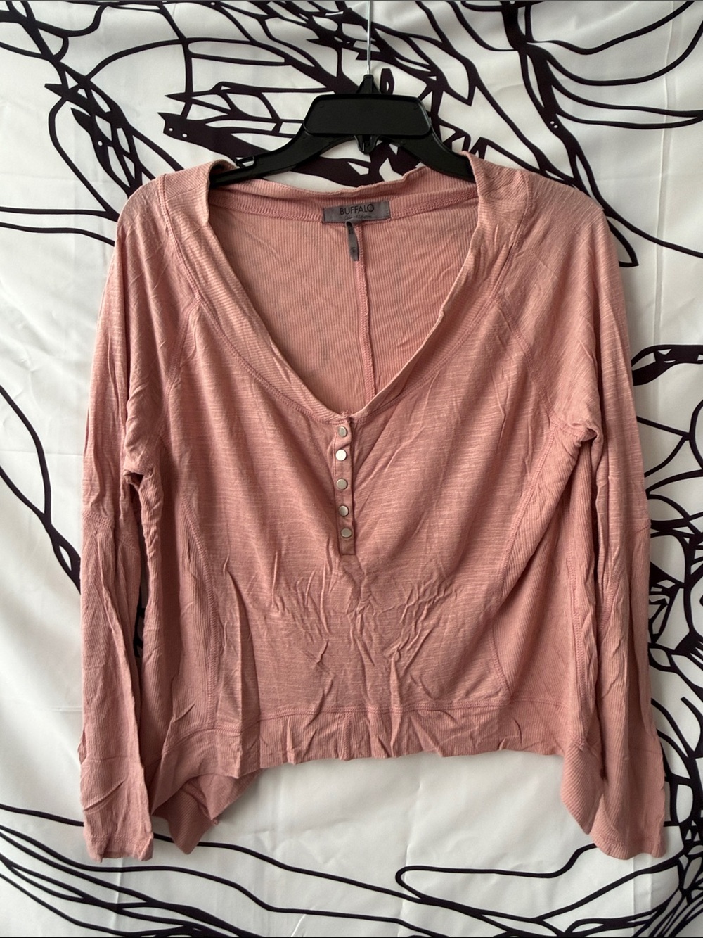 Buffalo David Bitton Dusty Pink Long-Sleeve Henley Top